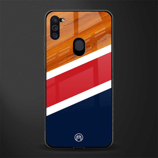 minimalistic wooden pattern glass case for samsung a11 image