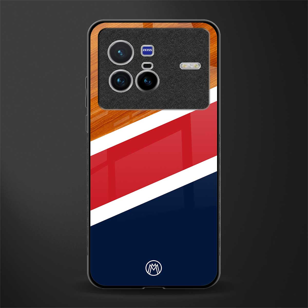 minimalistic wooden pattern glass case for vivo x80 image