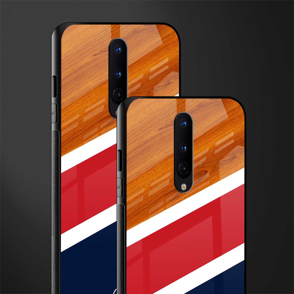 minimalistic wooden pattern glass case for oneplus 8 image-2