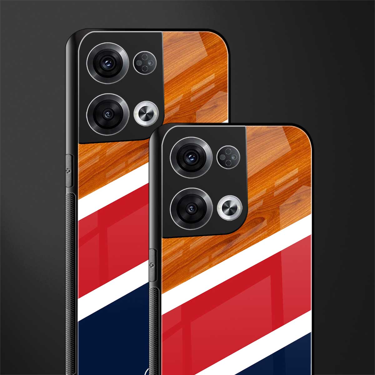 minimalistic wooden pattern back phone cover | glass case for oppo reno 8 pro