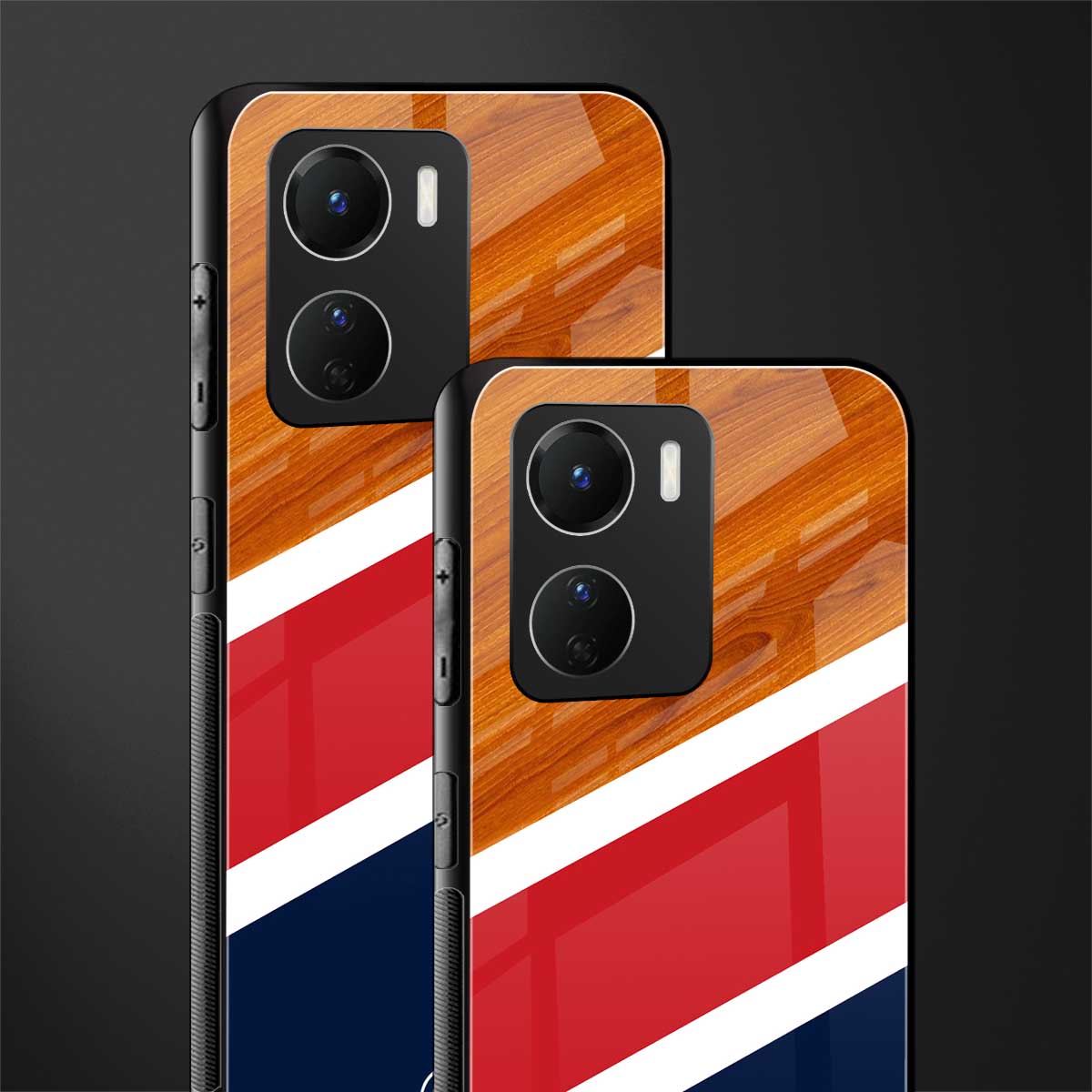 minimalistic wooden pattern back phone cover | glass case for vivo y16