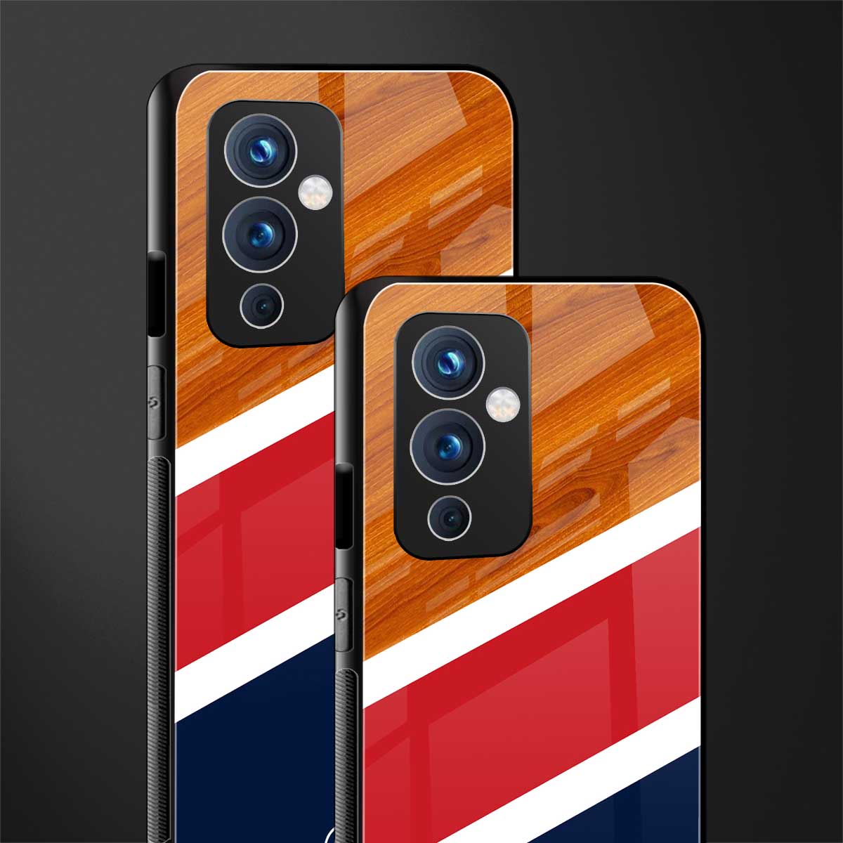 minimalistic wooden pattern back phone cover | glass case for oneplus 9