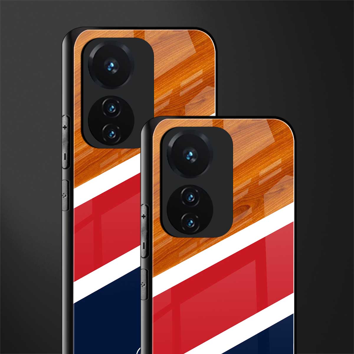 minimalistic wooden pattern back phone cover | glass case for vivo t1 44w 4g