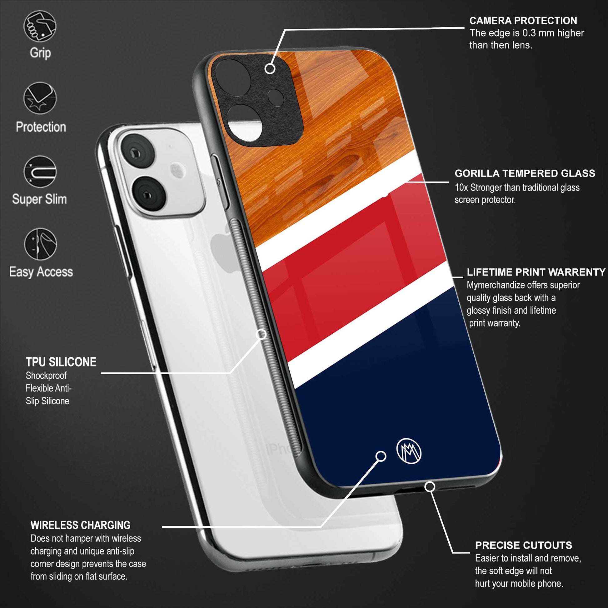 minimalistic wooden pattern glass case for iphone 6 image-4