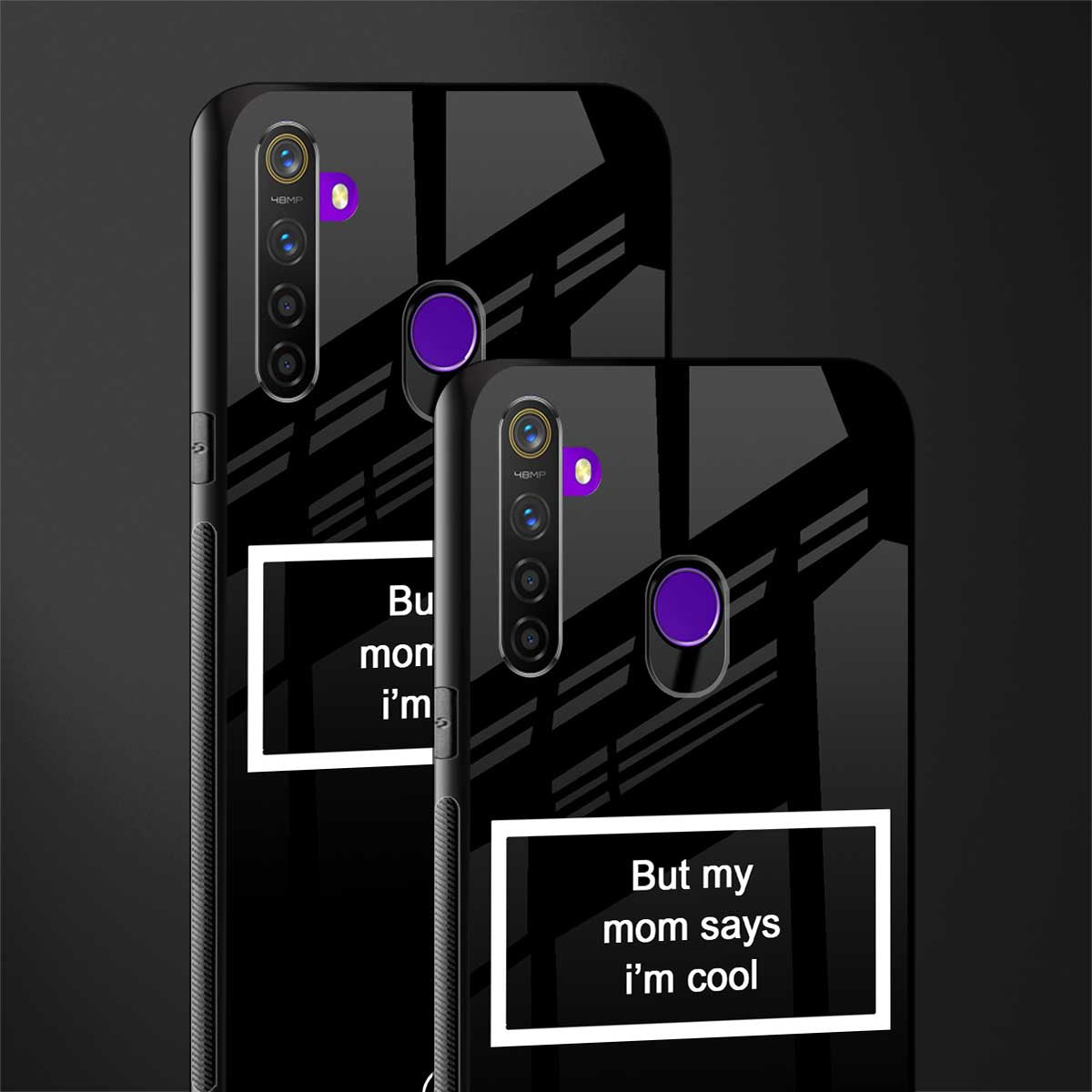 mom says i'm cool black glass case for realme 5 image-2