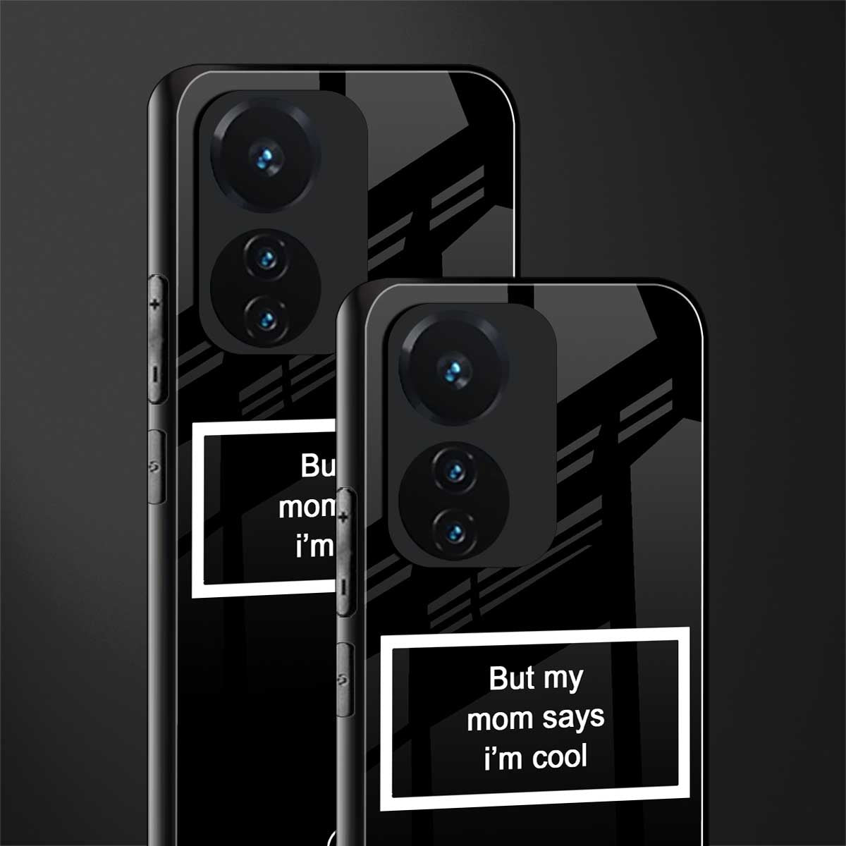 mom says i'm cool black back phone cover | glass case for vivo t1 44w 4g