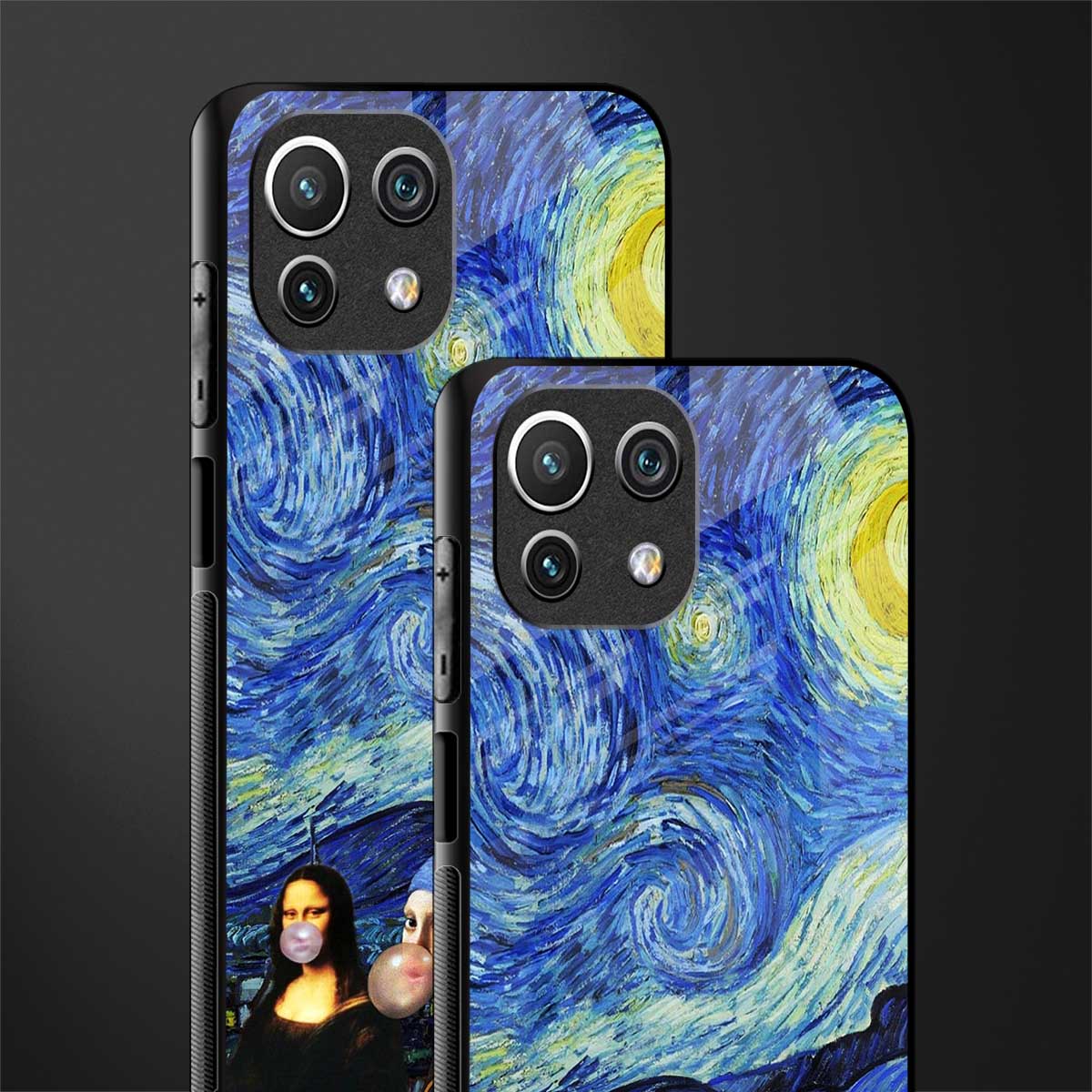mona lisa starry night glass case for mi 11 lite image-2
