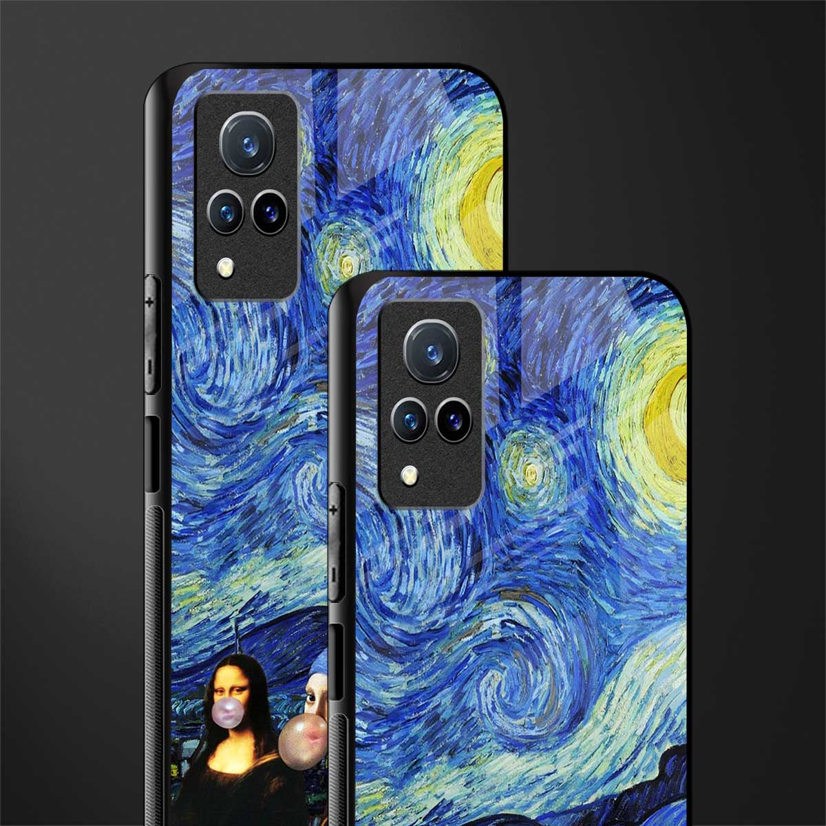 mona lisa starry night glass case for vivo v21 5g image-2