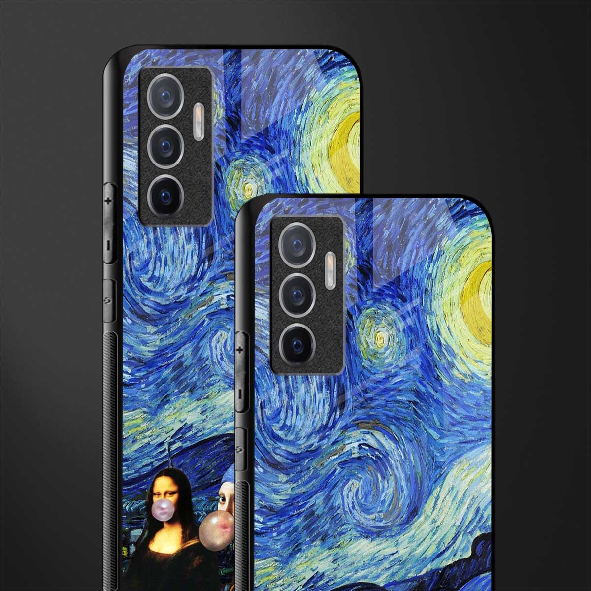 mona lisa starry night glass case for vivo v23e image-2