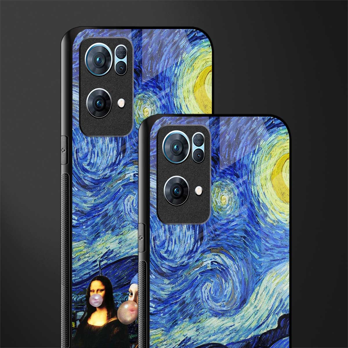 mona lisa starry night glass case for oppo reno7 pro 5g image-2