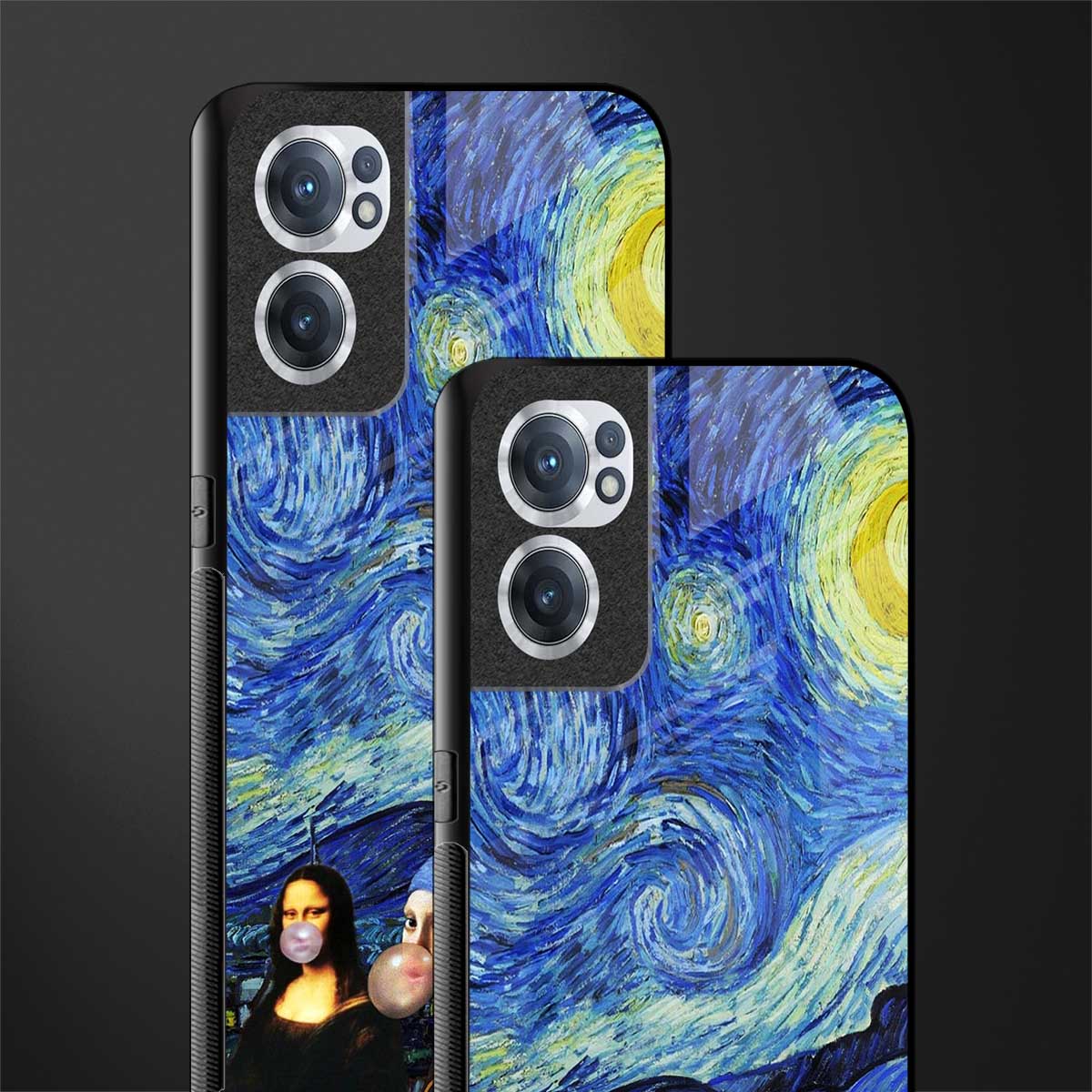 mona lisa starry night glass case for oneplus nord ce 2 5g image-2