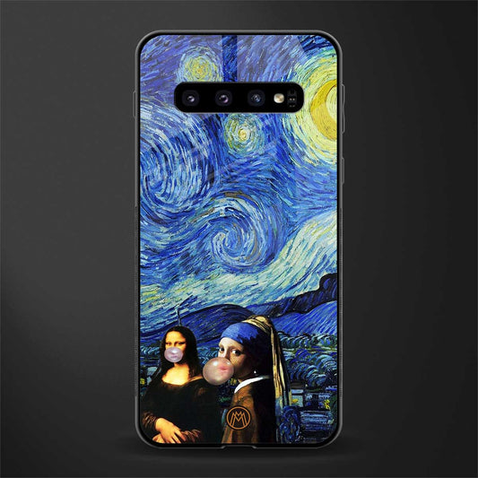mona lisa starry night glass case for samsung galaxy s10 plus image