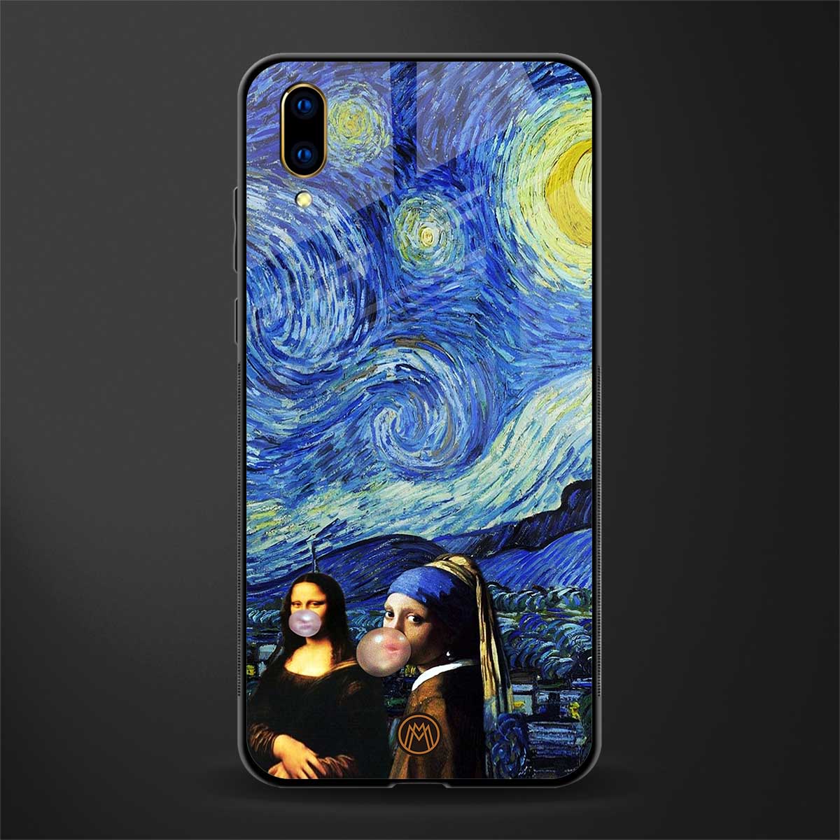 mona lisa starry night glass case for vivo v11 pro image
