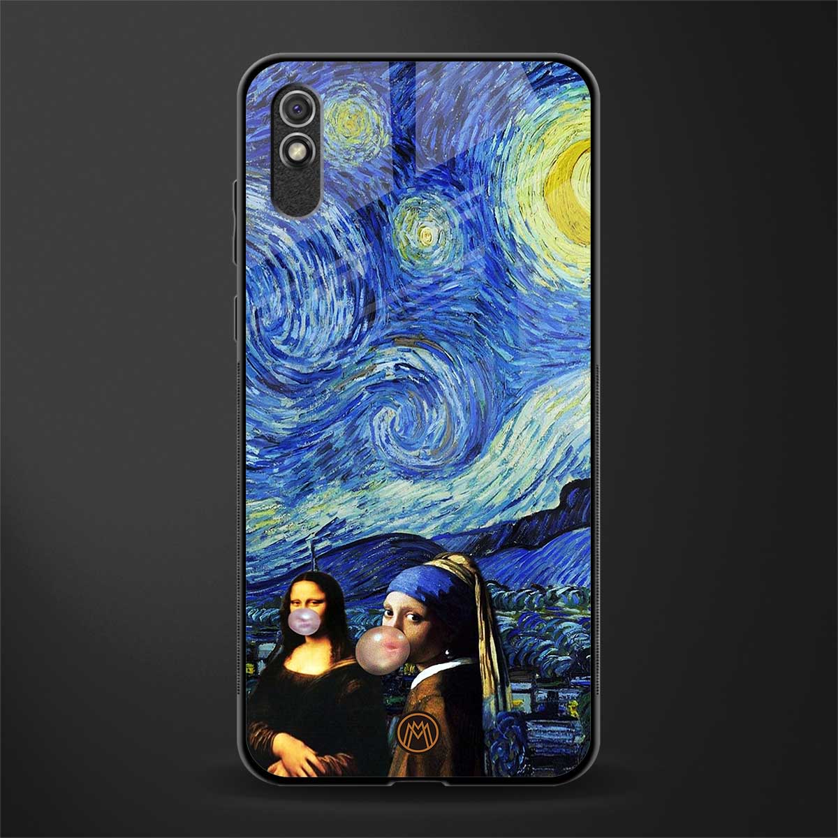 mona lisa starry night glass case for redmi 9i image