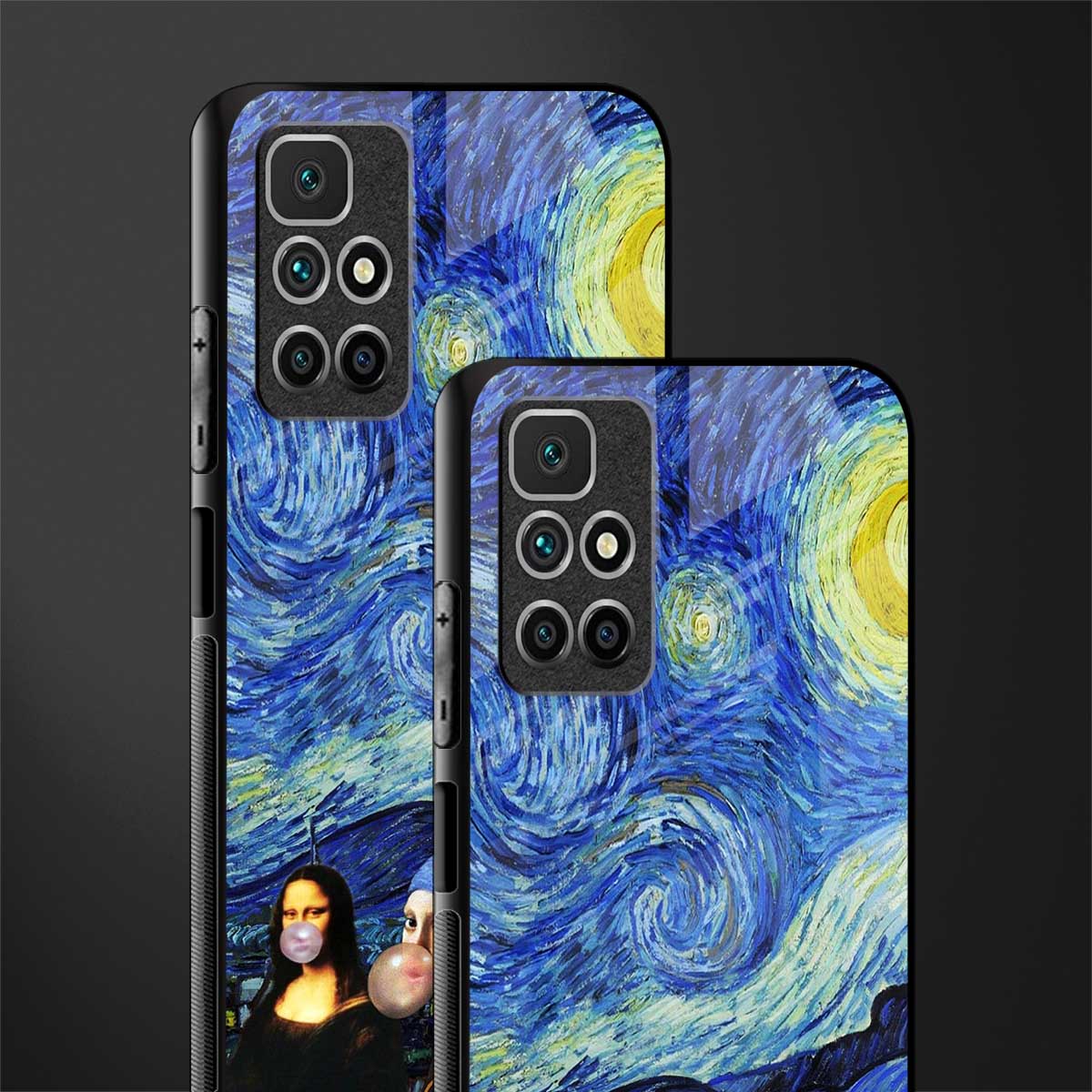 mona lisa starry night glass case for redmi 10 prime image-2