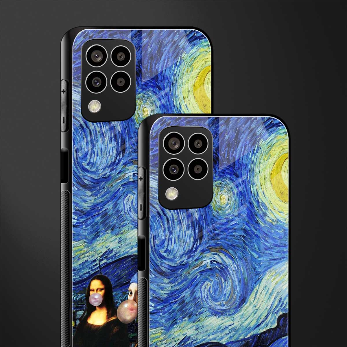 mona lisa starry night back phone cover | glass case for samsung galaxy m33 5g
