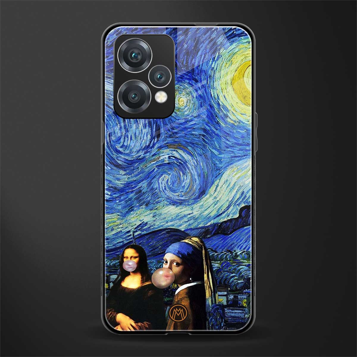 mona lisa starry night back phone cover | glass case for oneplus nord ce 2 lite 5g