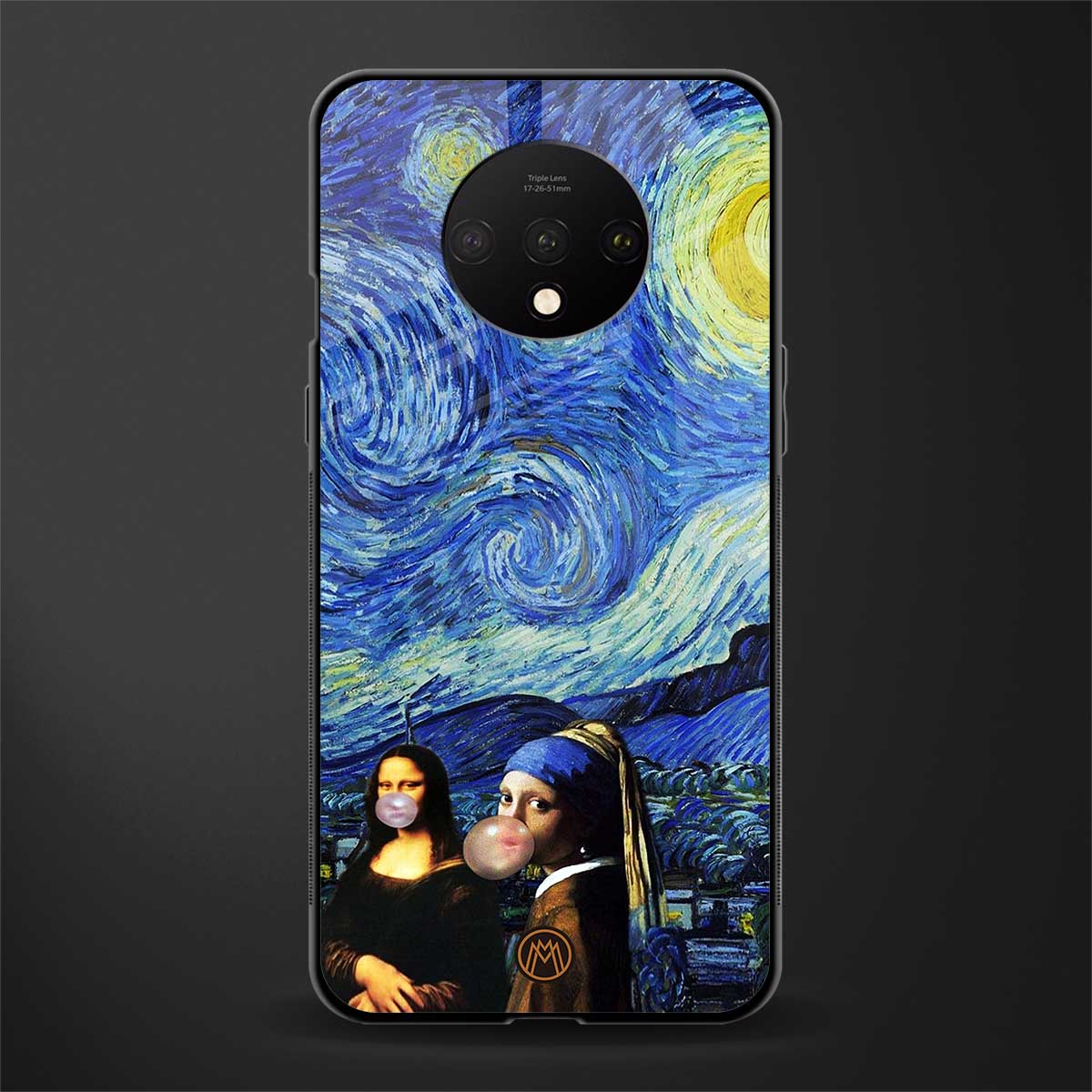 mona lisa starry night glass case for oneplus 7t image