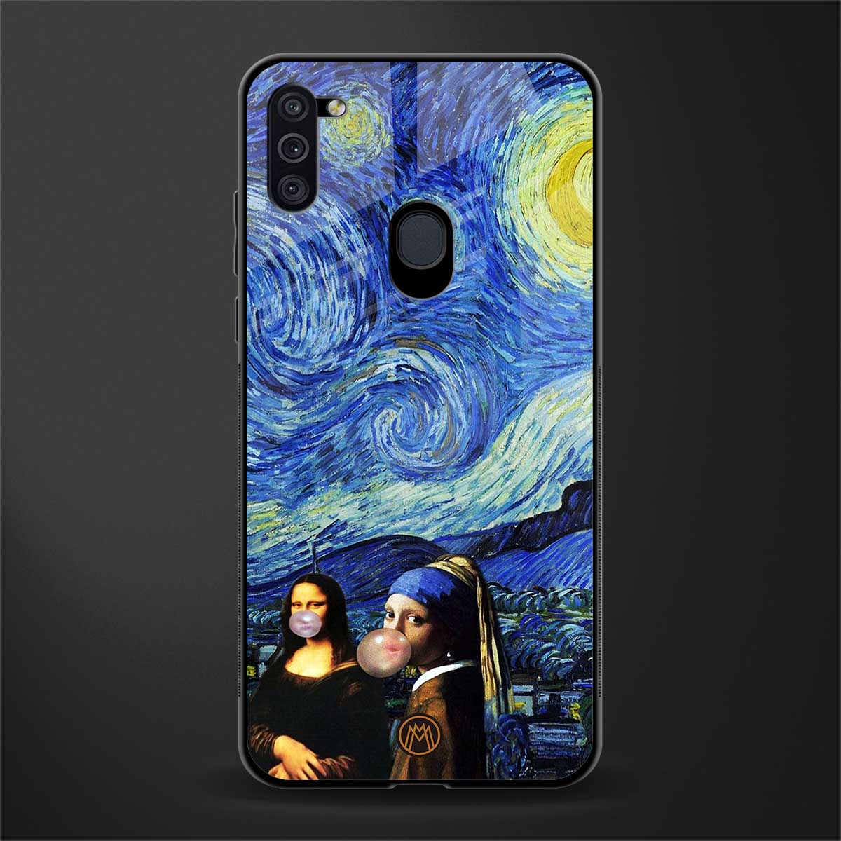 mona lisa starry night glass case for samsung galaxy m11 image