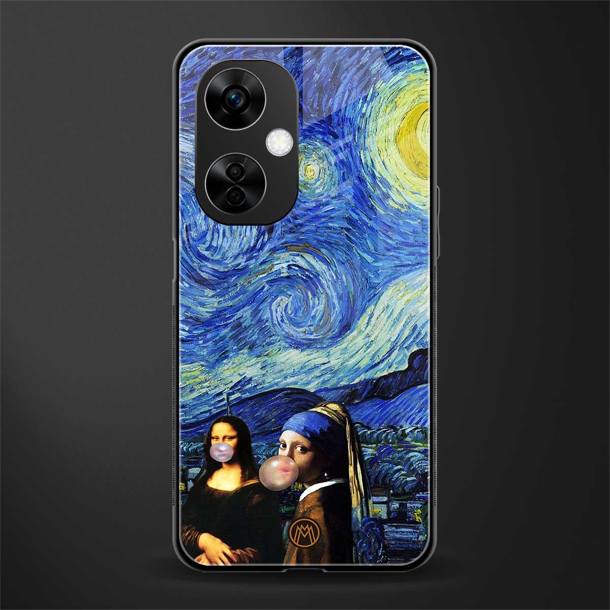 mona lisa starry night back phone cover | glass case for oneplus nord ce 3 lite