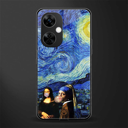 mona lisa starry night back phone cover | glass case for oneplus nord ce 3 lite