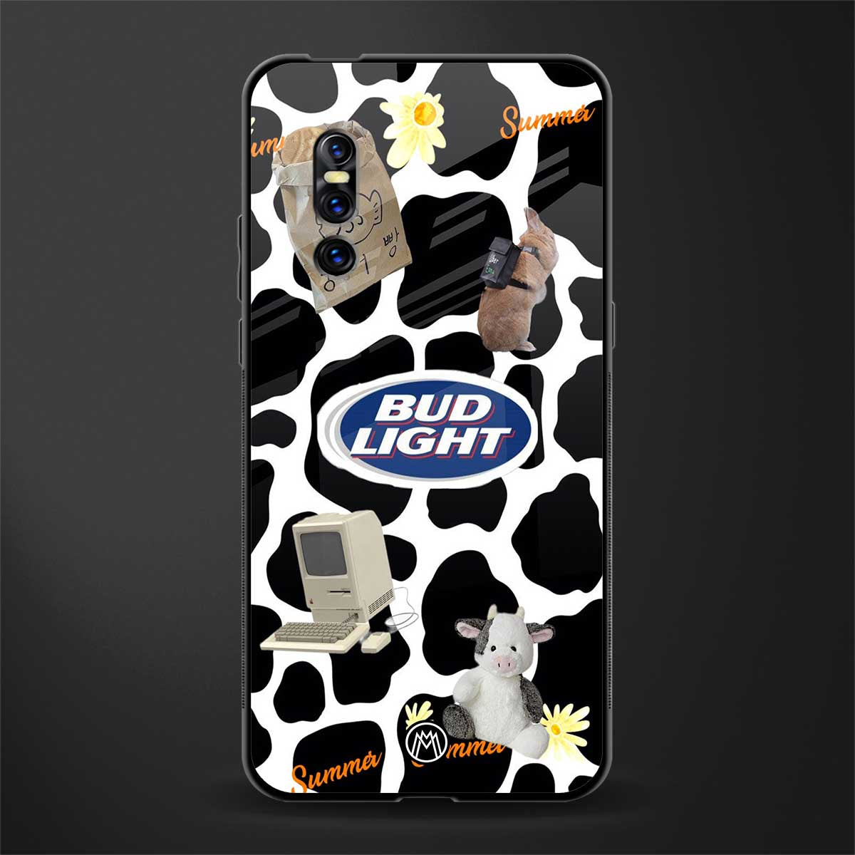 moo moo summer vibes glass case for vivo v15 pro image
