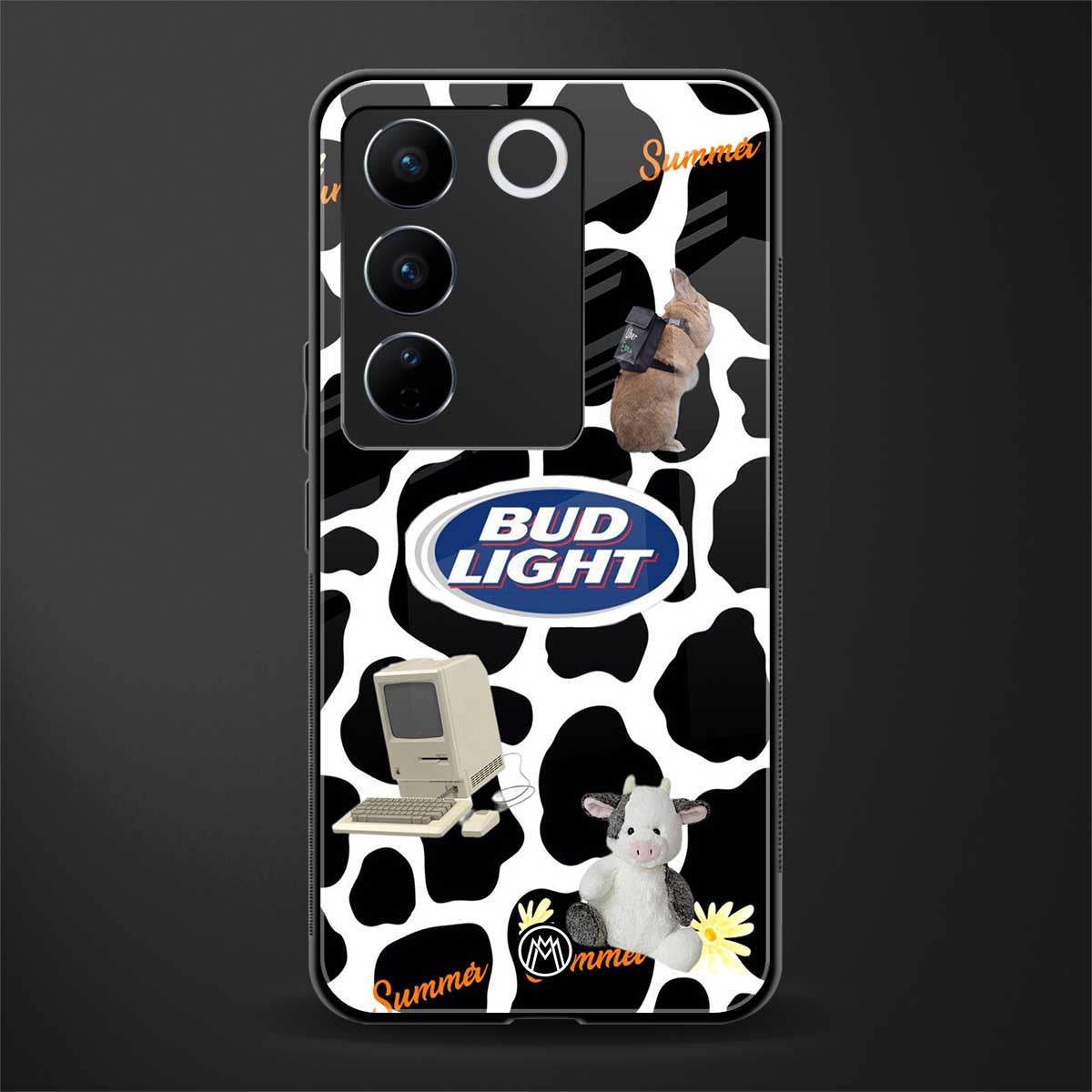 moo moo summer vibes back phone cover | glass case for vivo v27 pro 5g