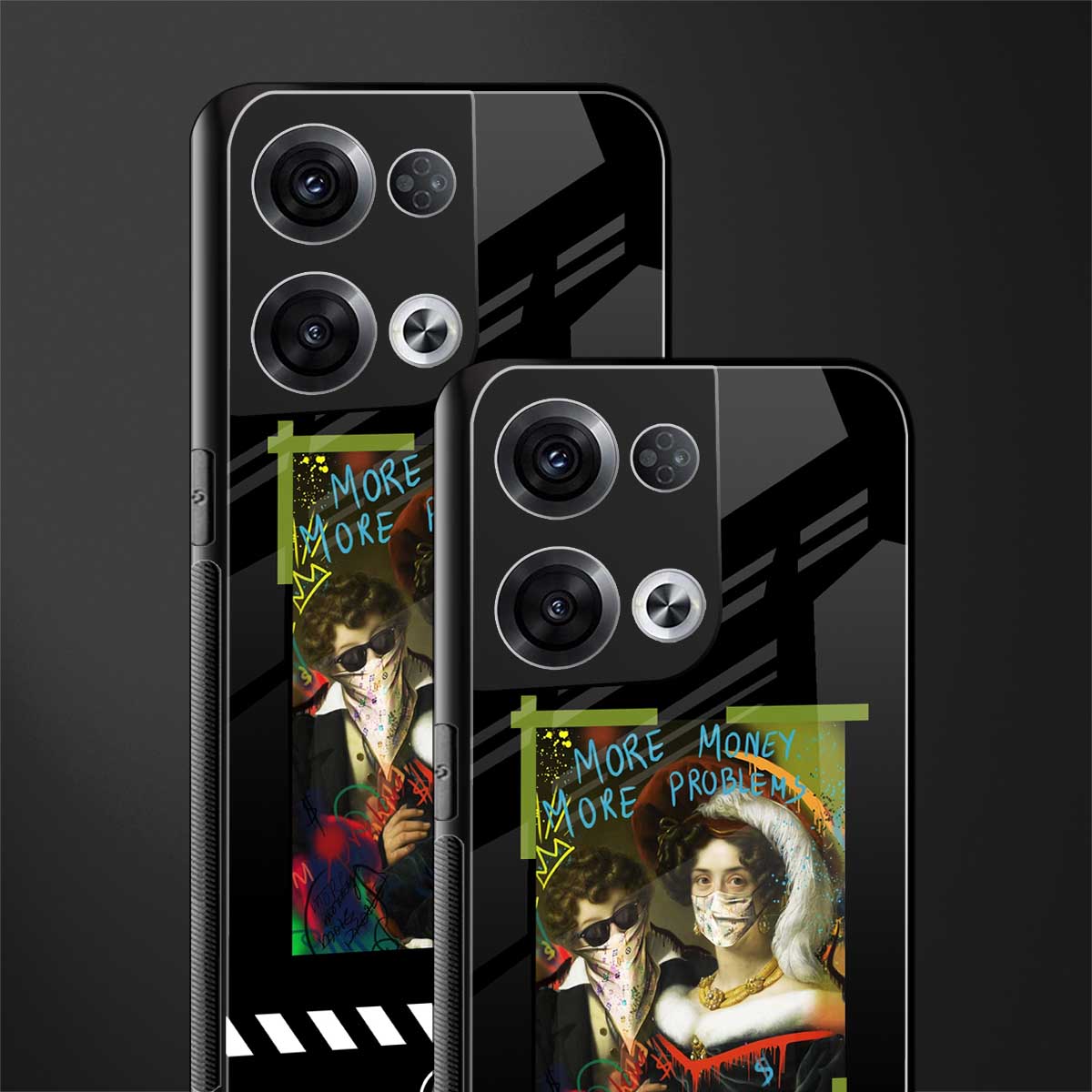 more money more problems back phone cover | glass case for oppo reno 8 pro