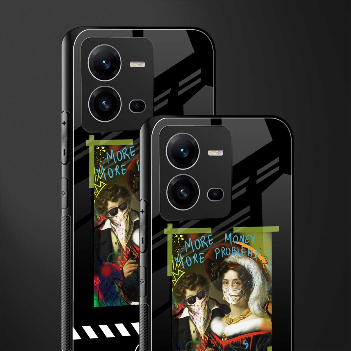 more money more problems back phone cover | glass case for vivo v25-5g