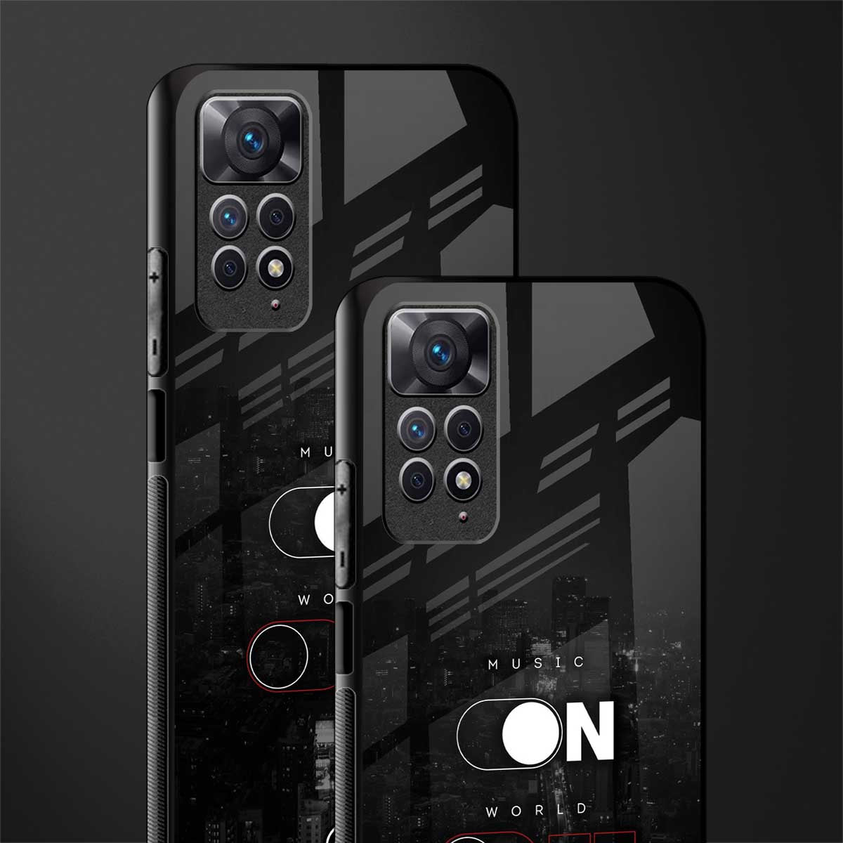 music on world off music back phone cover | glass case for redmi note 11 pro plus 4g/5g