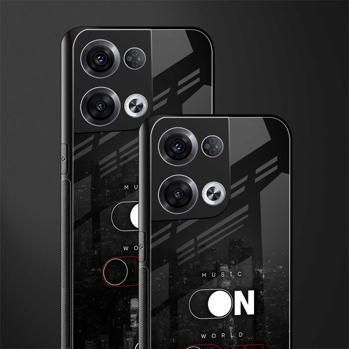 music on world off music back phone cover | glass case for oppo reno 8