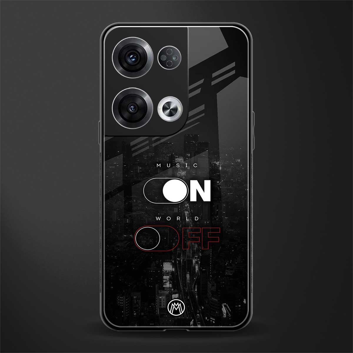 music on world off music back phone cover | glass case for oppo reno 8