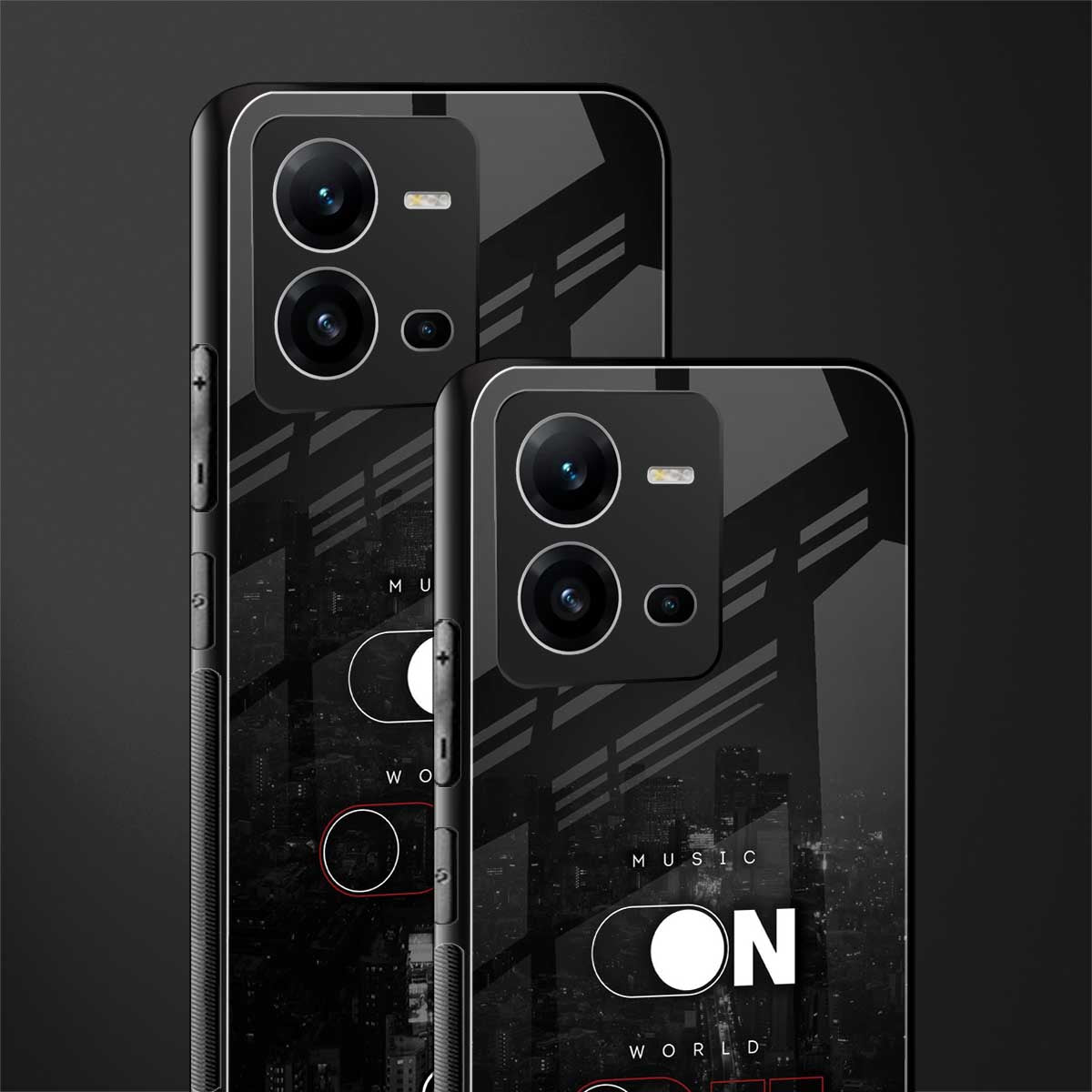 music on world off music back phone cover | glass case for vivo v25-5g