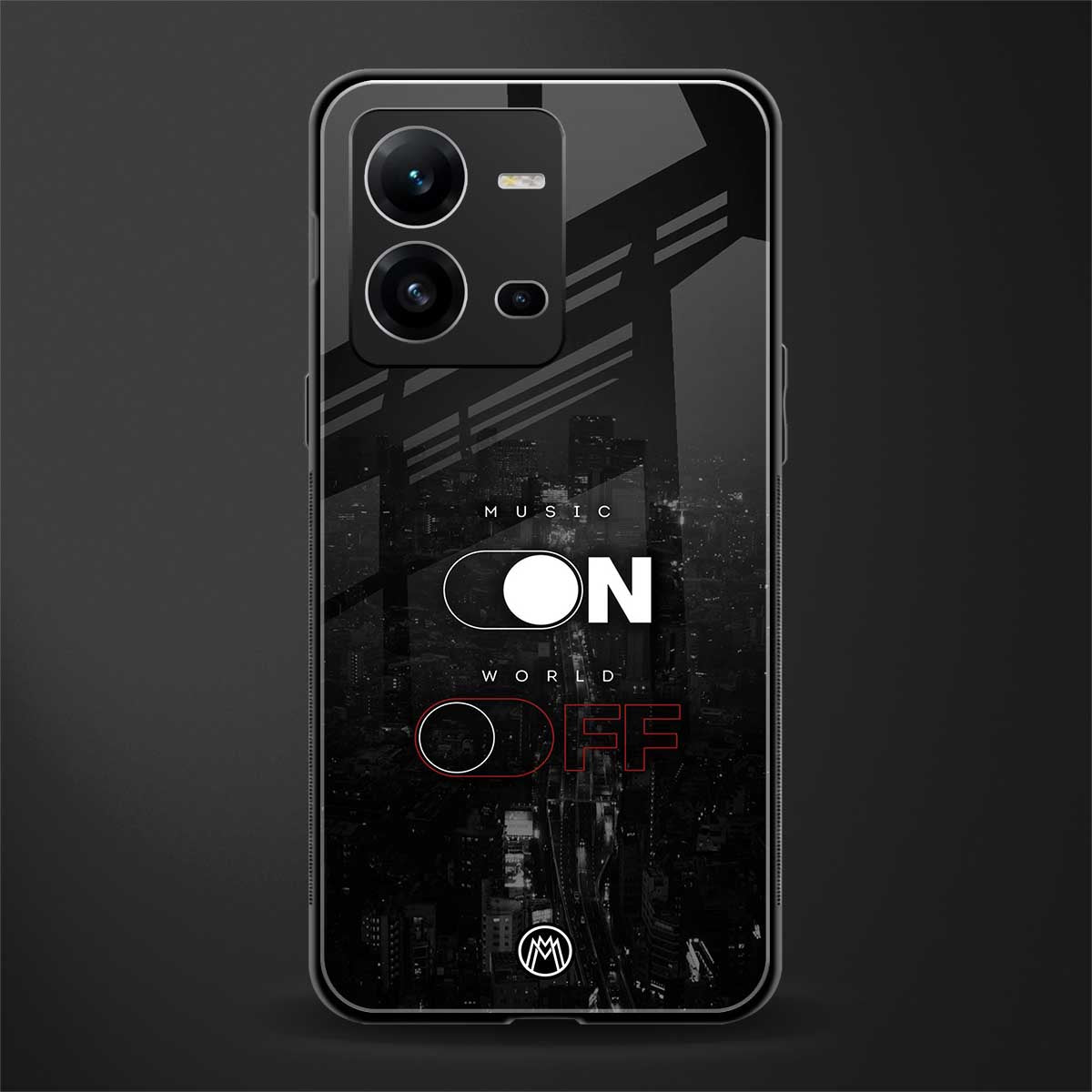 music on world off music back phone cover | glass case for vivo v25-5g
