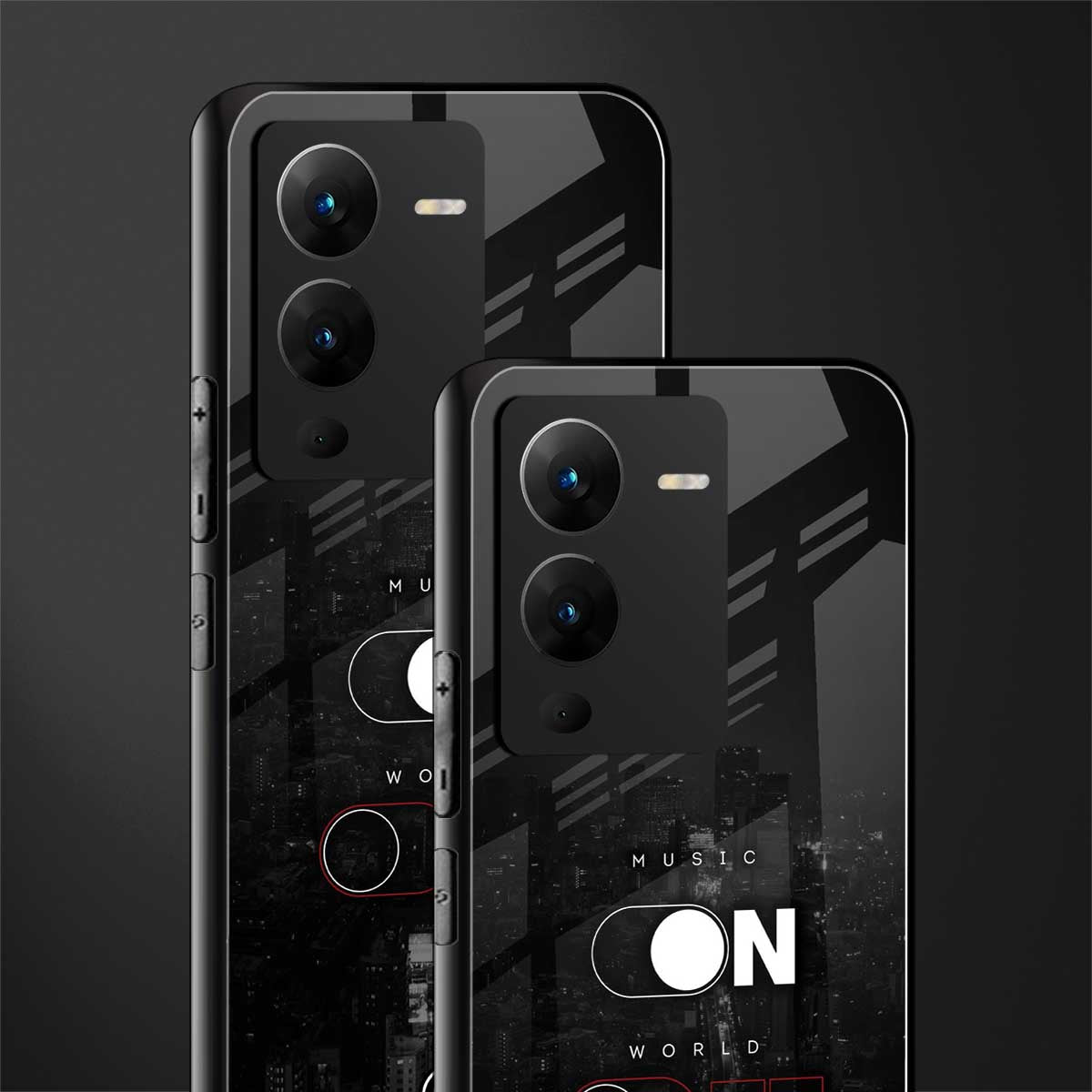 music on world off music back phone cover | glass case for vivo v25 pro 5g