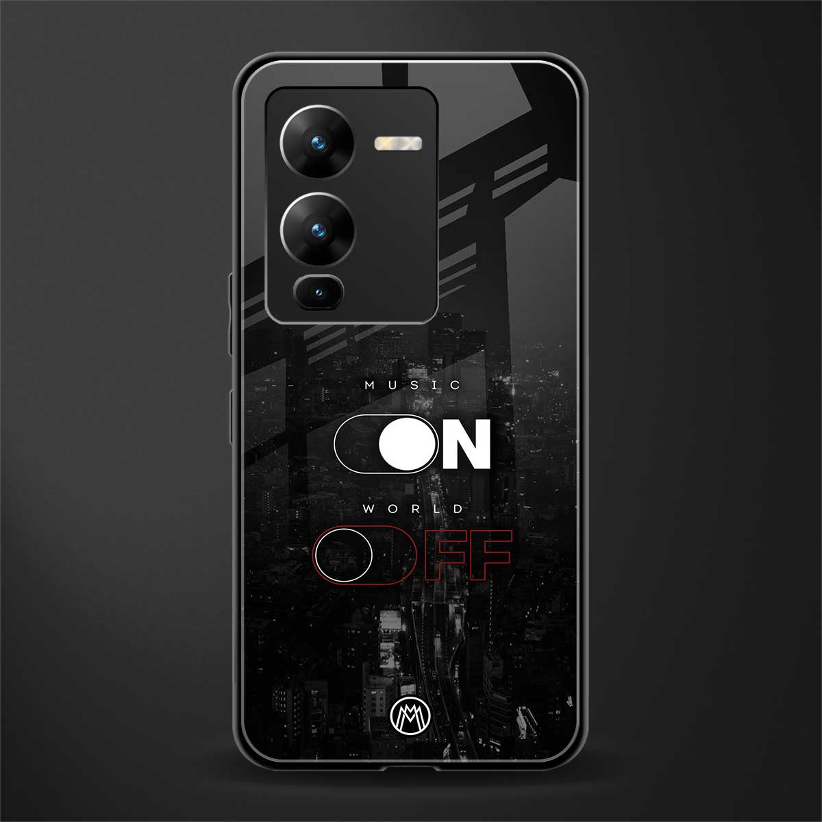 music on world off music back phone cover | glass case for vivo v25 pro 5g