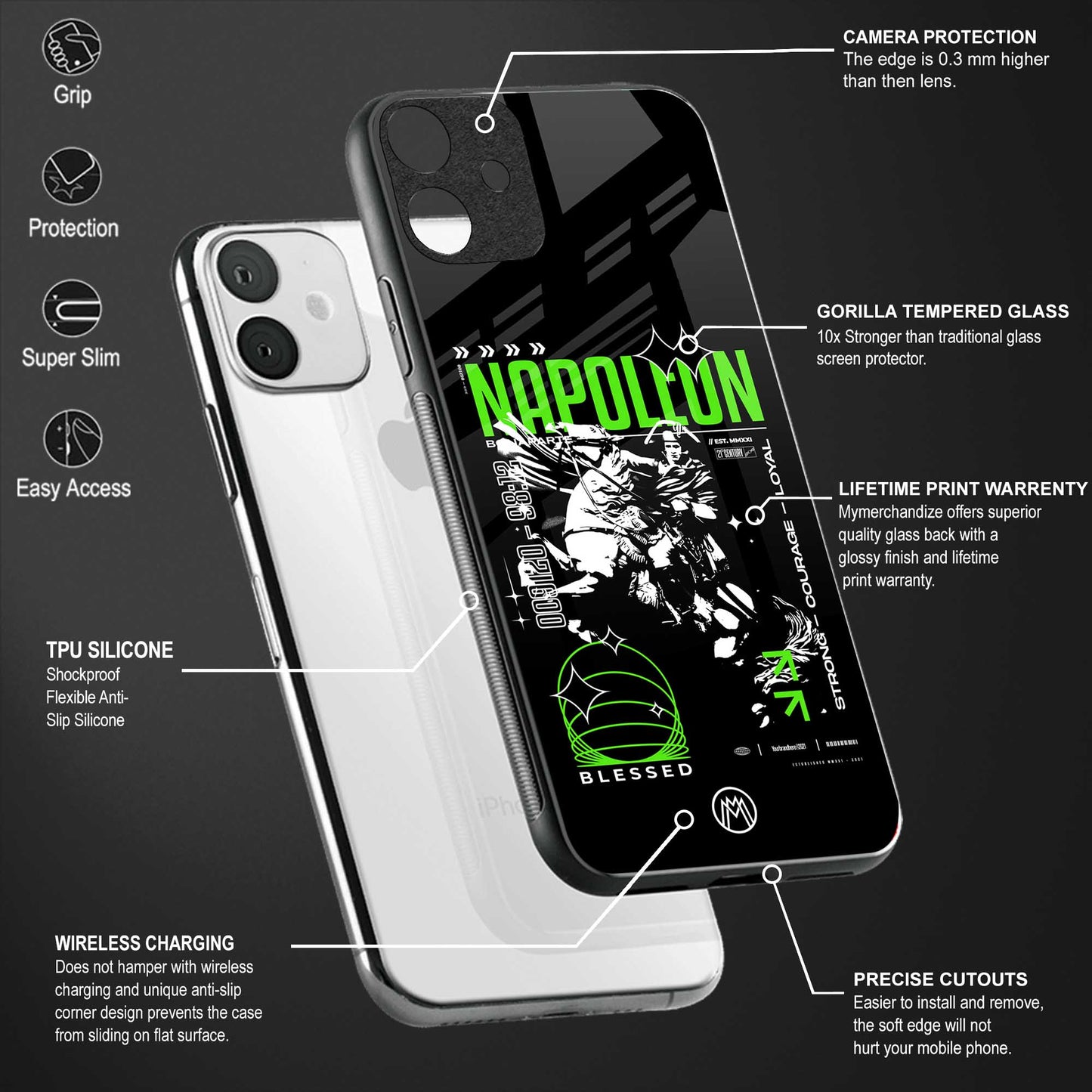 napoleon back phone cover | glass case for realme c55