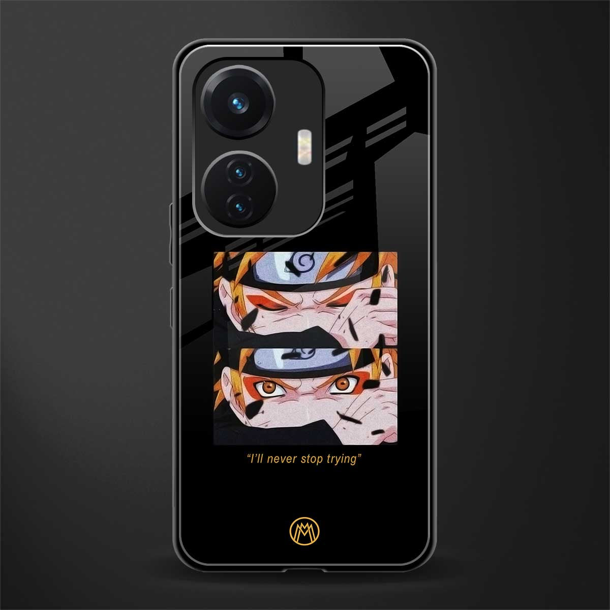 naruto motivation anime back phone cover | glass case for vivo t1 44w 4g