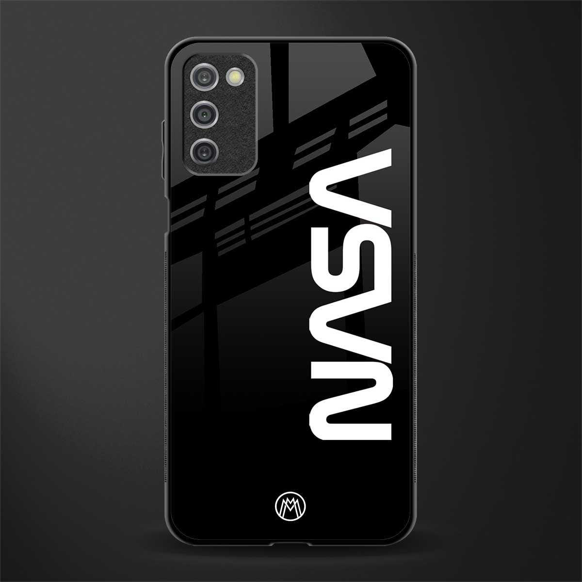 nasa black glass case for samsung galaxy a03s image