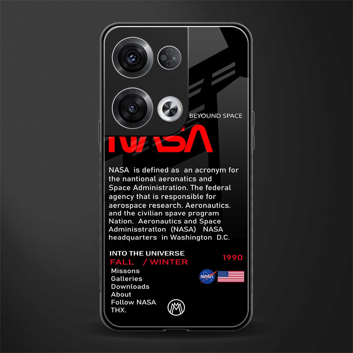 nasa project back phone cover | glass case for oppo reno 8