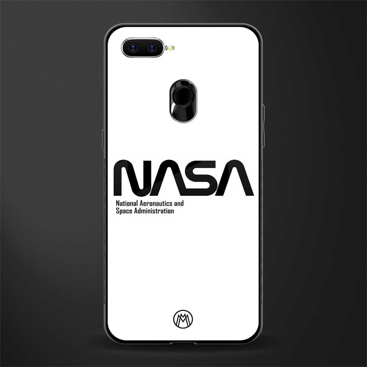 nasa white glass case for oppo a7 image