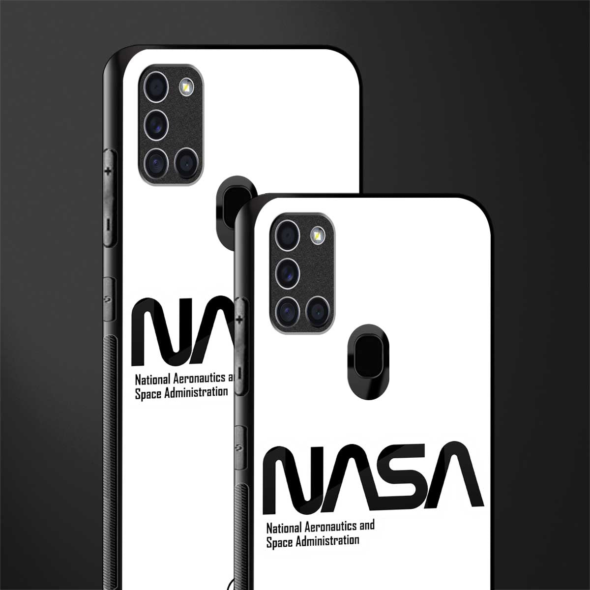nasa white glass case for samsung galaxy a21s image-2