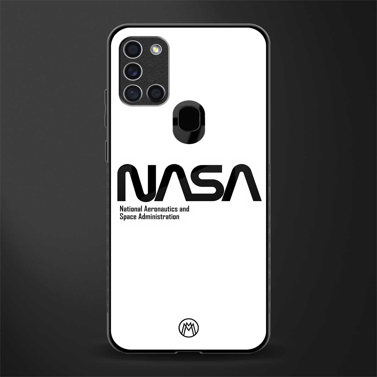 nasa white glass case for samsung galaxy a21s image