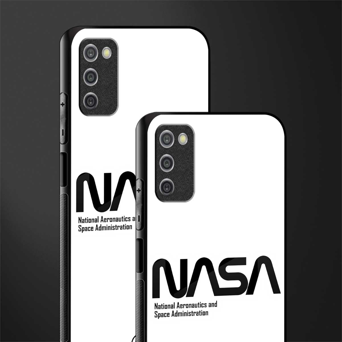 nasa white glass case for samsung galaxy a03s image-2