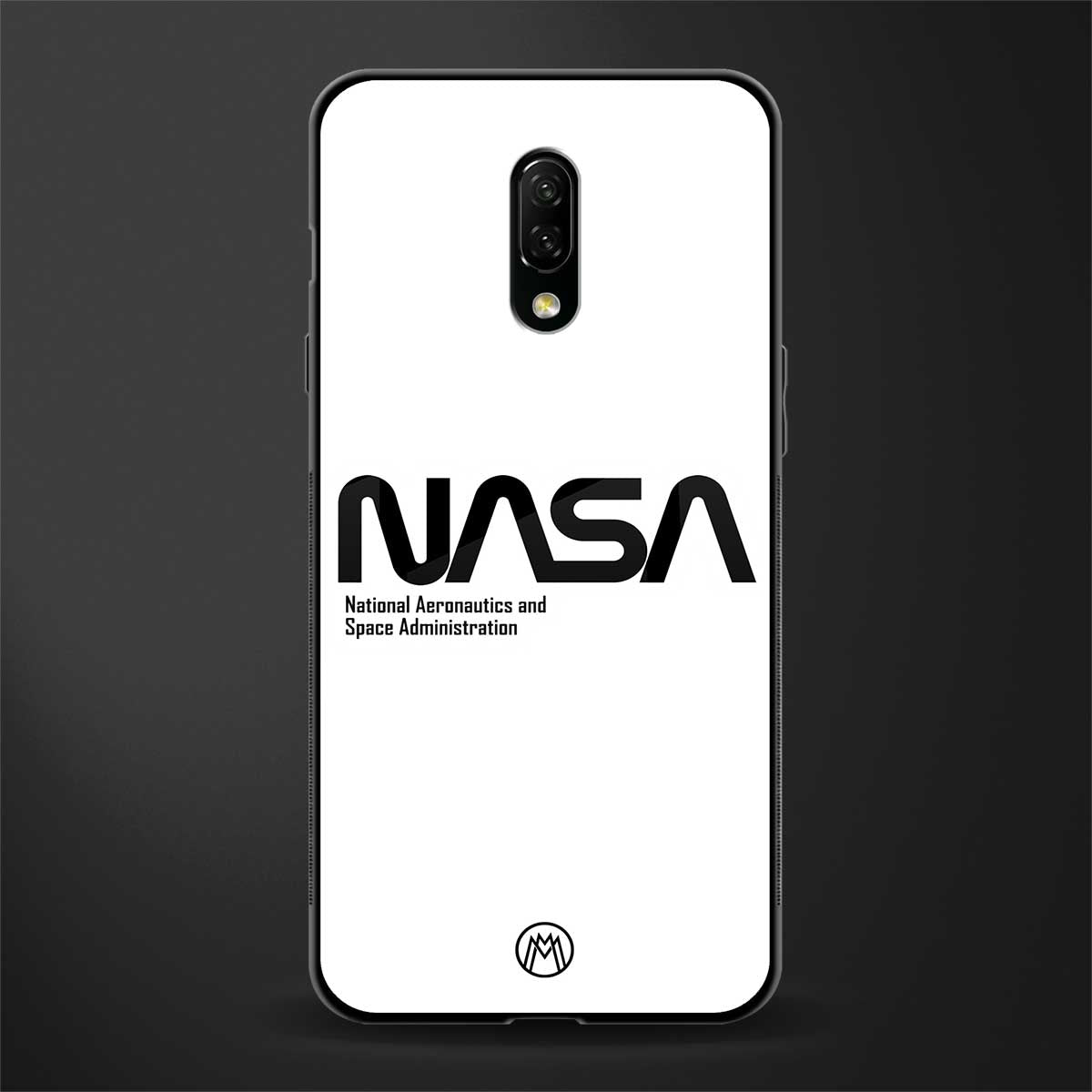 nasa white glass case for oneplus 7 image