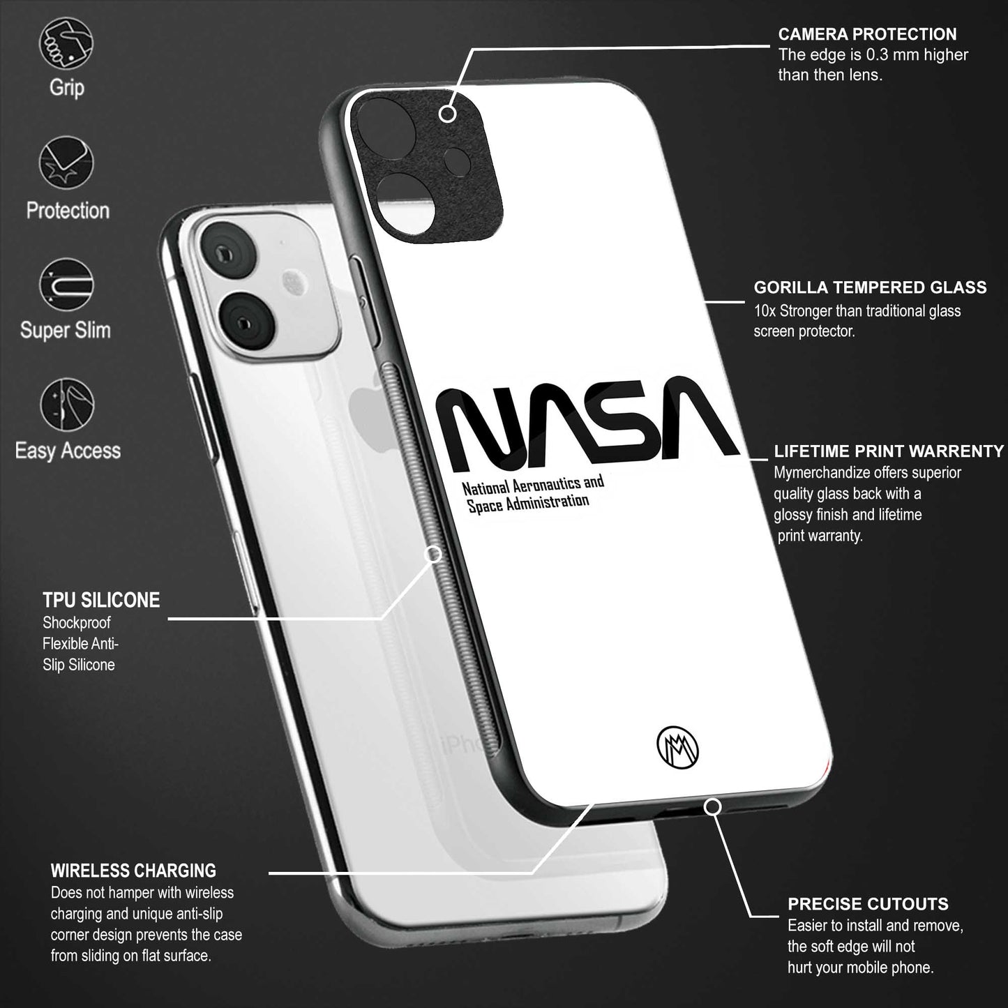 nasa white glass case for oppo reno 3 pro image-4