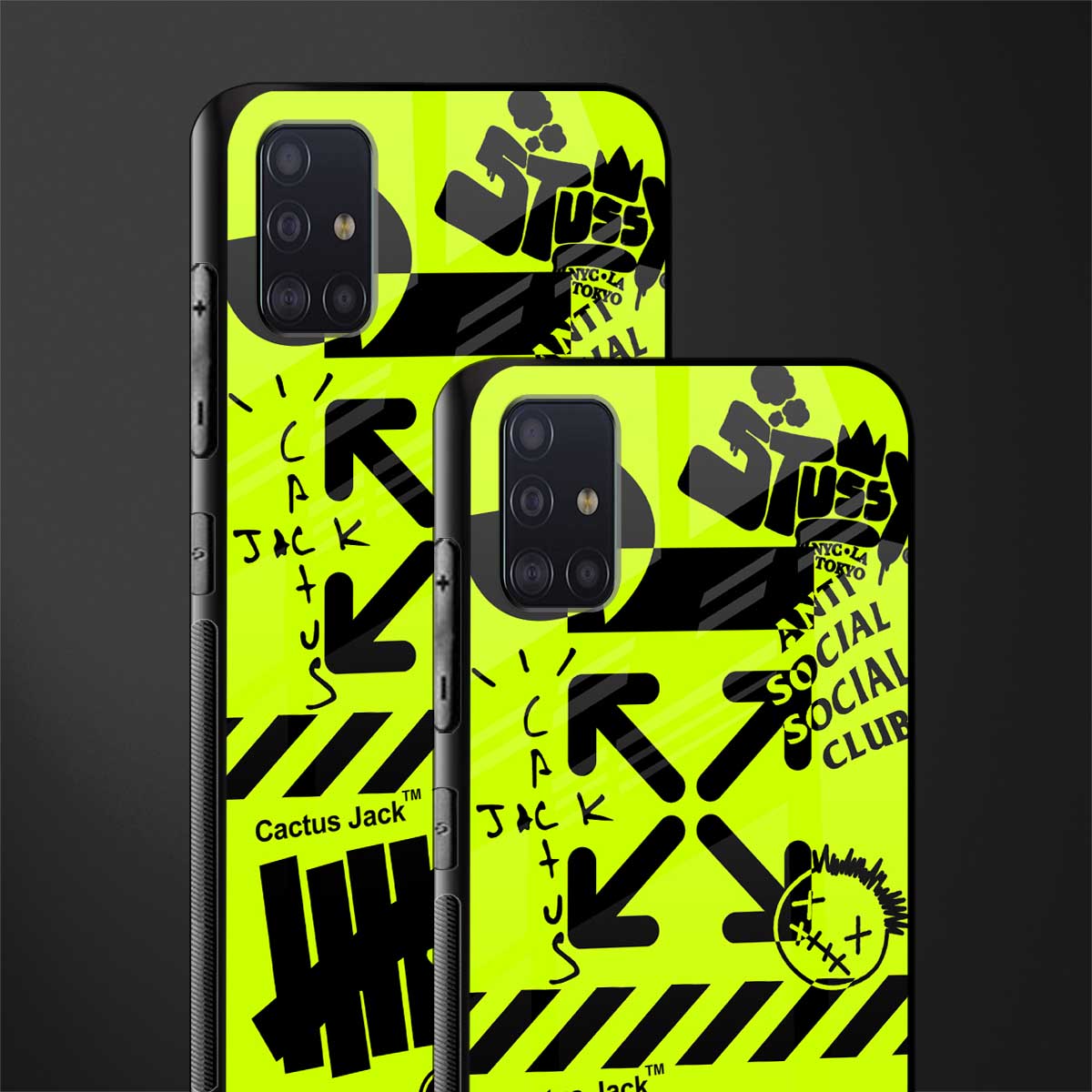 neon travis scott x anti social social club glass case for samsung galaxy a71 image-2