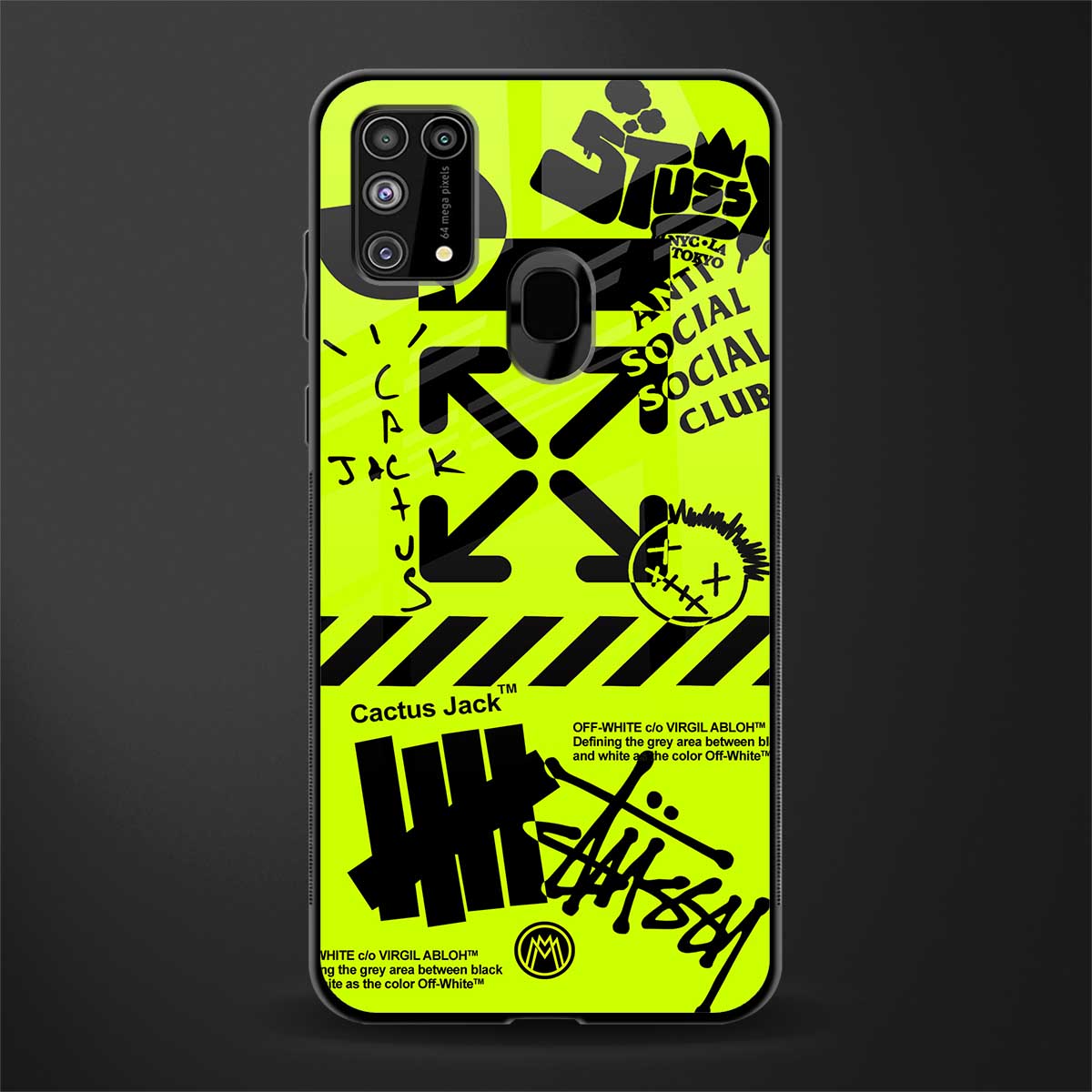 neon travis scott x anti social social club glass case for samsung galaxy m31 prime edition image