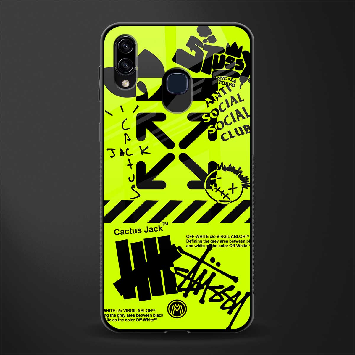 neon travis scott x anti social social club glass case for samsung galaxy a30 image