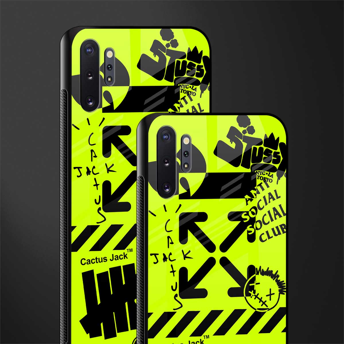 neon travis scott x anti social social club glass case for samsung galaxy note 10 plus image-2